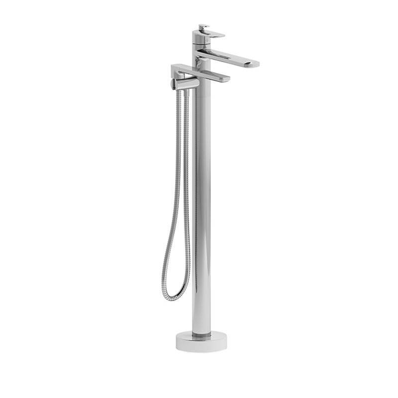 Riobel Pro 2-way Type T (thermostatic) coaxial floor-mount tub filler with hand shower trim