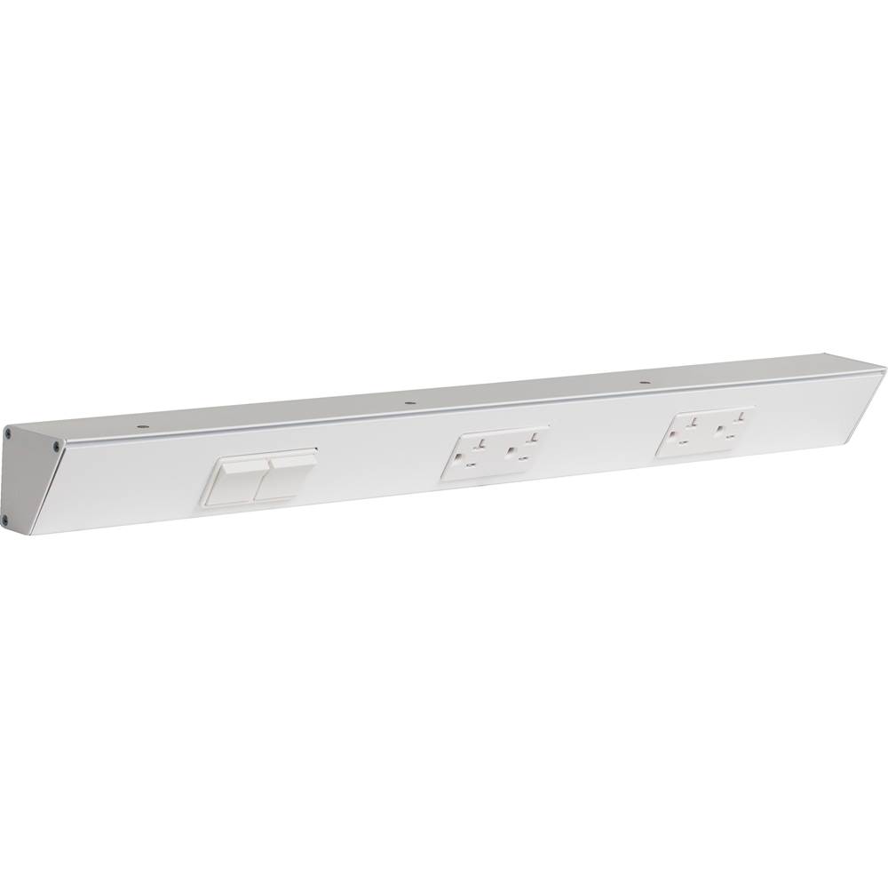 Task Lighting 24'' TR Switch Series Angle Power Strip, Left Switches, White Finish, White Switches and Receptacles