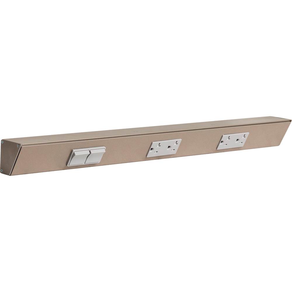 Task Lighting 24'' TR Switch Series Angle Power Strip, Left Switches, Satin Nickel Finish, Grey Switches and Receptacles
